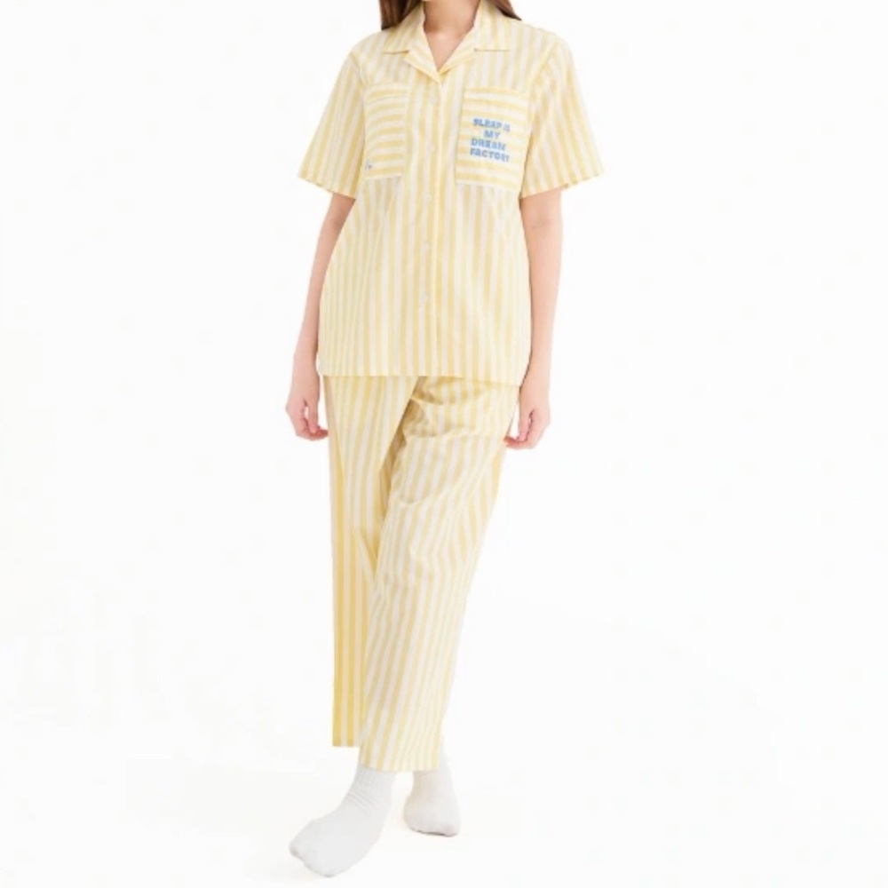 NWT Slip to Sleep No-Bra Pajamas - Yellow/White Striped Pants Set